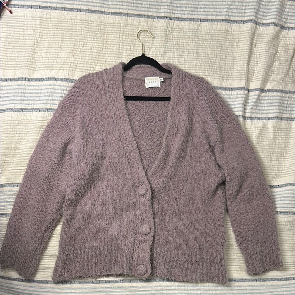 Lush Mauve Cardigan Sweater V-Neck Knit
